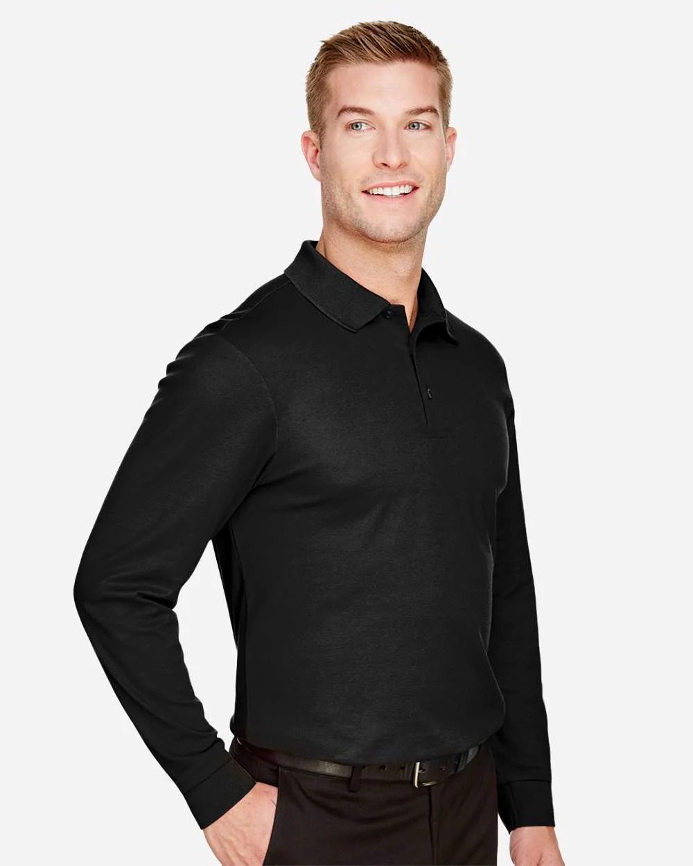 Devon & Jones-DG20L-Men's CrownLux Performance® Plaited Long Sleeve Polo - Image 4
