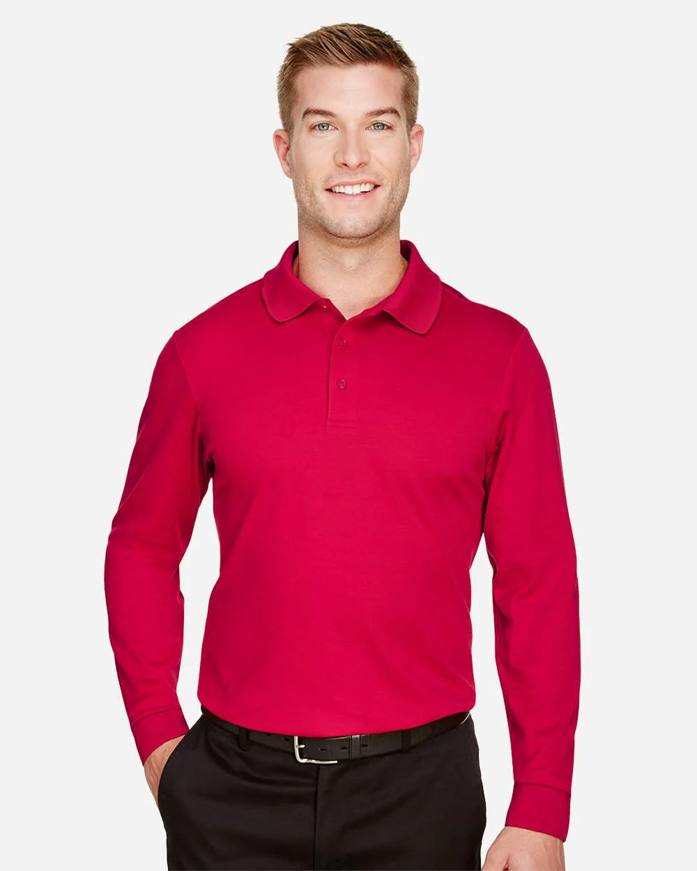 Devon & Jones-DG20LT-Men's CrownLux Performance® Tall Plaited Long Sleeve Polo - Image 14