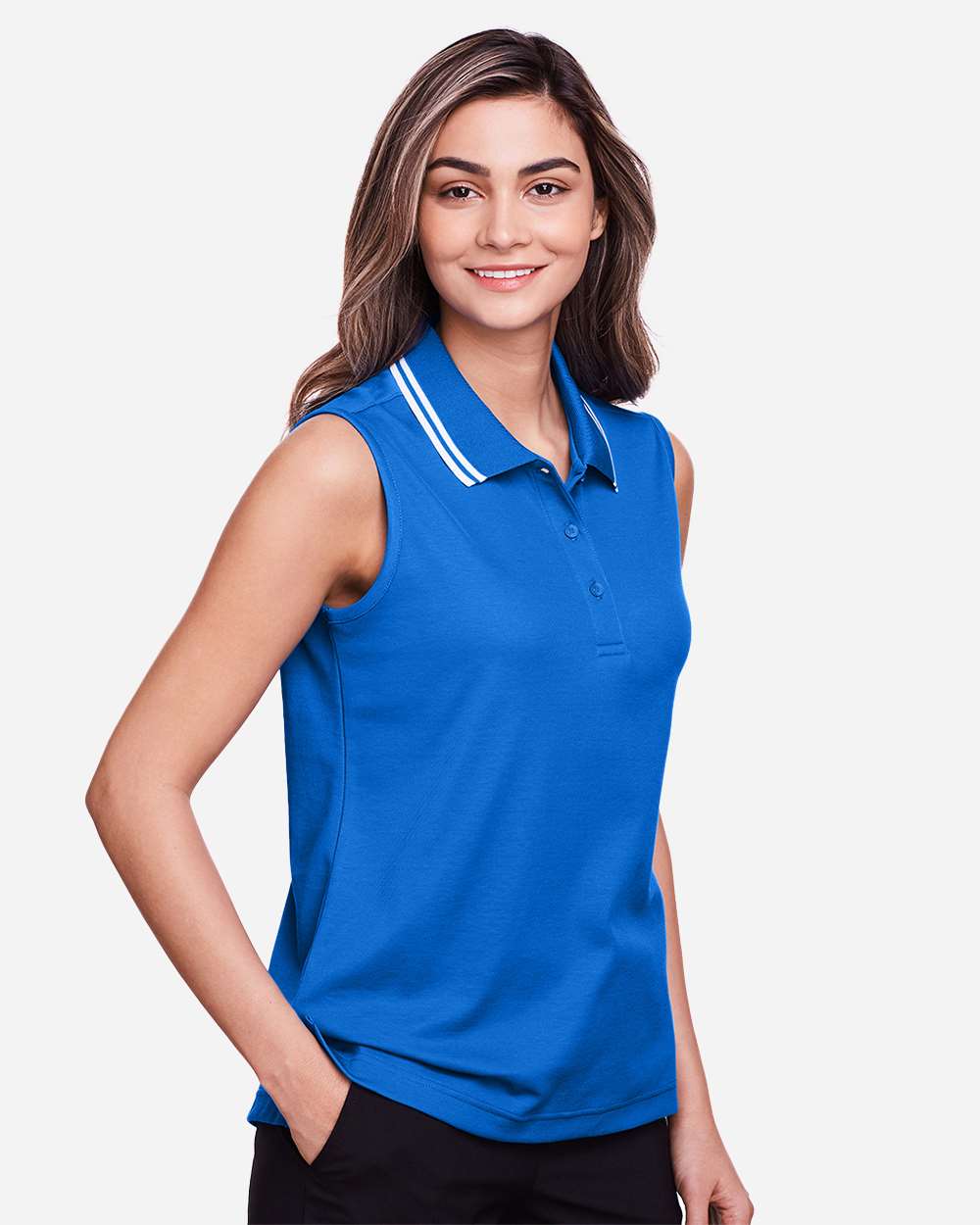 Devon & Jones-DG20SW-Women's CrownLux Performance® Plaited Tipped Sleeveless Polo - Image 15