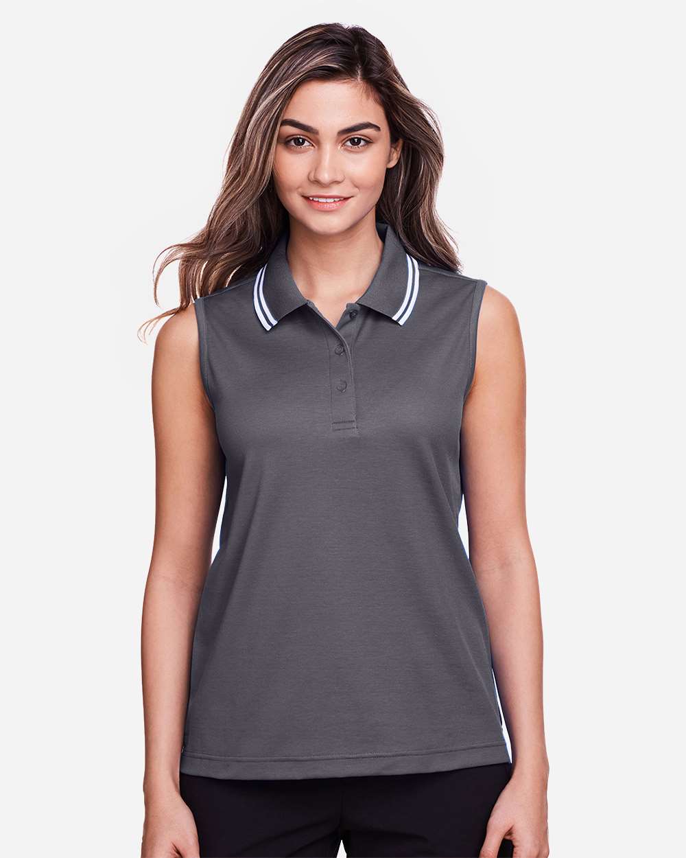 Devon & Jones-DG20SW-Women's CrownLux Performance® Plaited Tipped Sleeveless Polo - Image 19