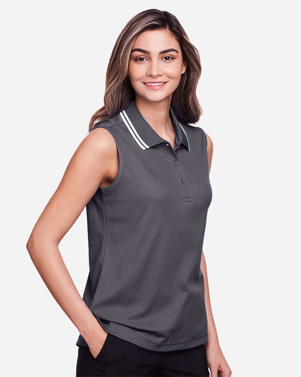 Devon & Jones-DG20SW-Women's CrownLux Performance® Plaited Tipped Sleeveless Polo - Image 20