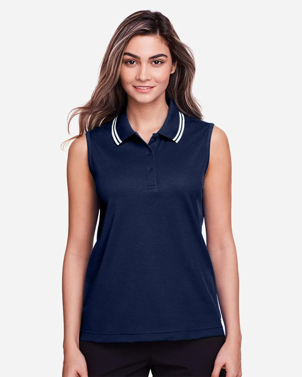 Devon & Jones-DG20SW-Women's CrownLux Performance® Plaited Tipped Sleeveless Polo - Image 24
