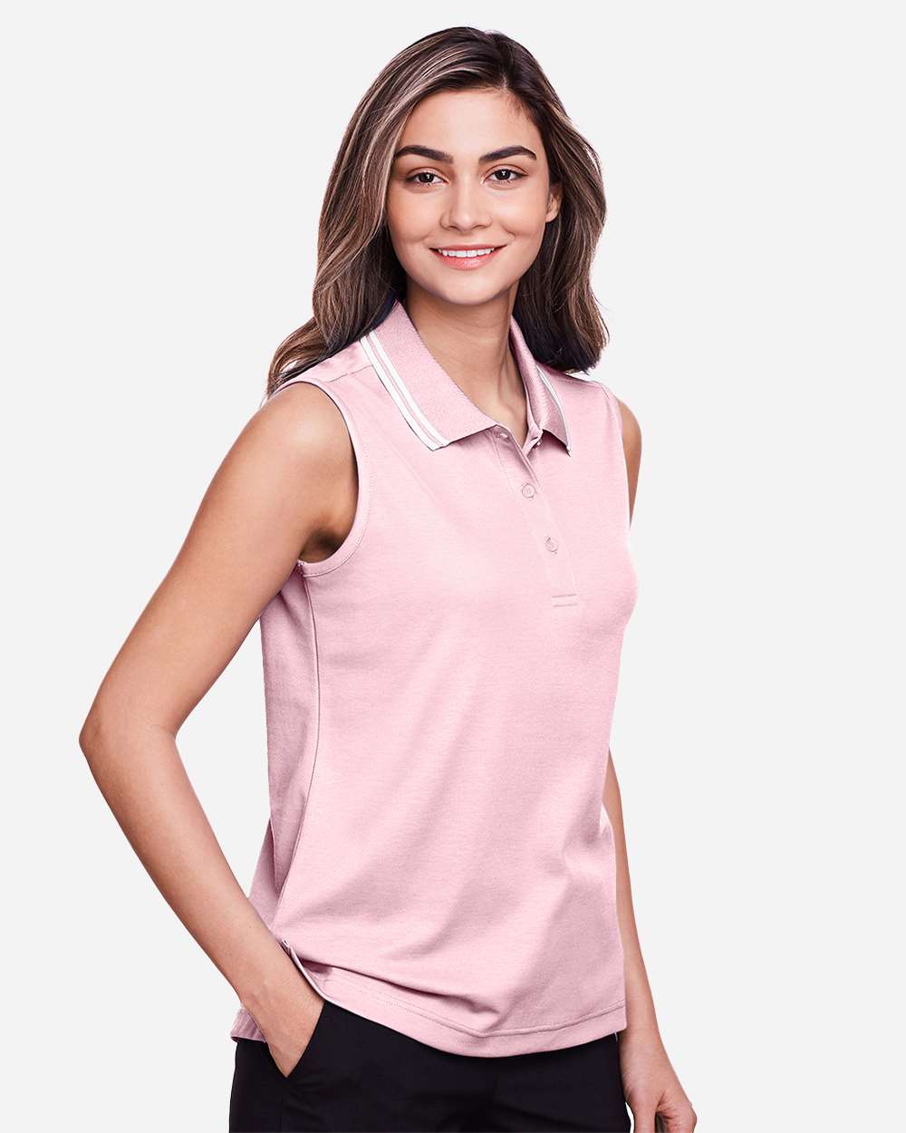 Devon & Jones-DG20SW-Women's CrownLux Performance® Plaited Tipped Sleeveless Polo - Image 30
