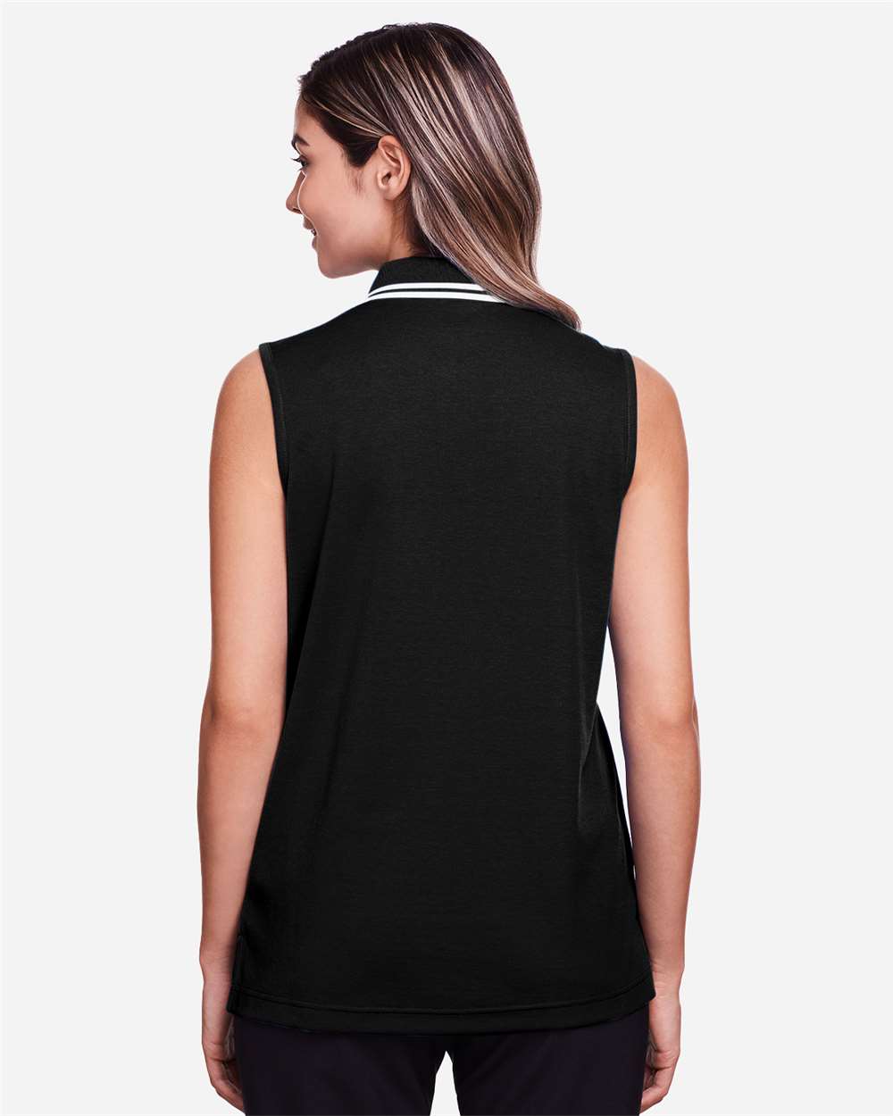 Devon & Jones-DG20SW-Women's CrownLux Performance® Plaited Tipped Sleeveless Polo - Image 5