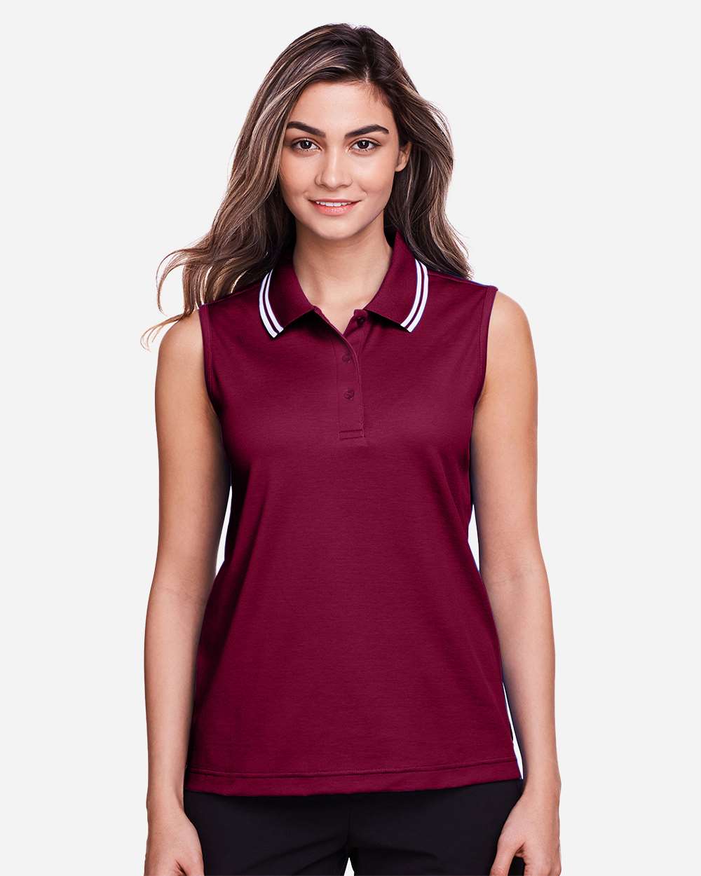 Devon & Jones-DG20SW-Women's CrownLux Performance® Plaited Tipped Sleeveless Polo - Image 9