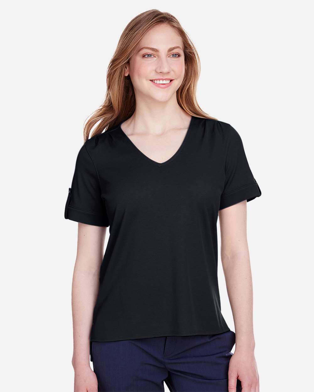 Devon & Jones-DG20WB-Women's CrownLux Performance® Plaited Rolled Sleeve Shirt - Image 3