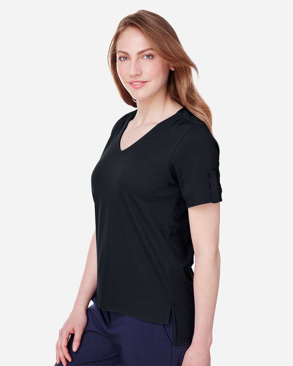 Devon & Jones-DG20WB-Women's CrownLux Performance® Plaited Rolled Sleeve Shirt - Image 4