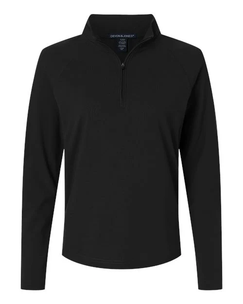 Devon & Jones-DG402W-Women's Seaton Pebble Textured Quarter-Zip Pullover - Image 3