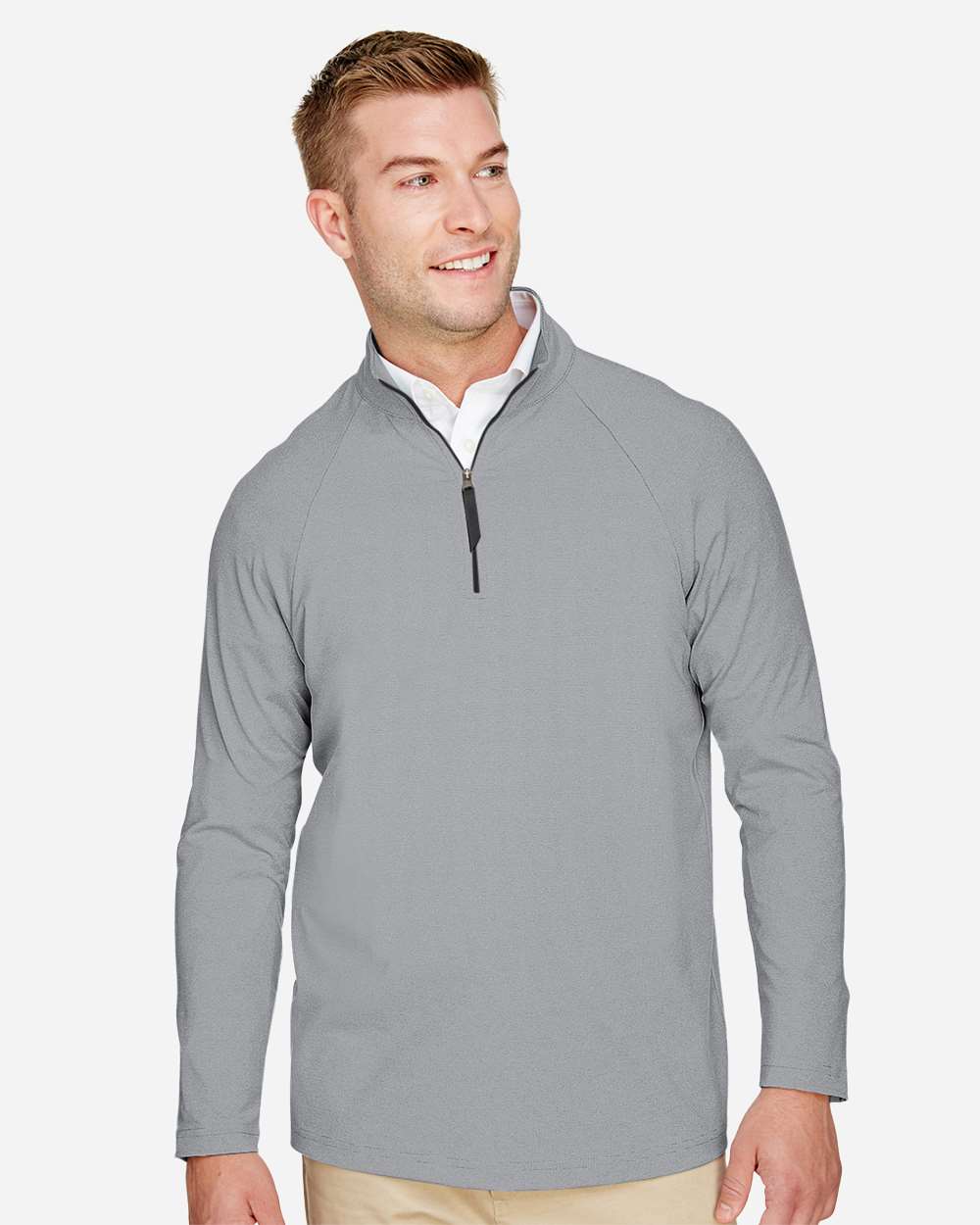 Devon & Jones-DG480-Men's CrownLux Performance® Clubhouse Micro-Stripe Quarter-Zip Pullover - Image 3