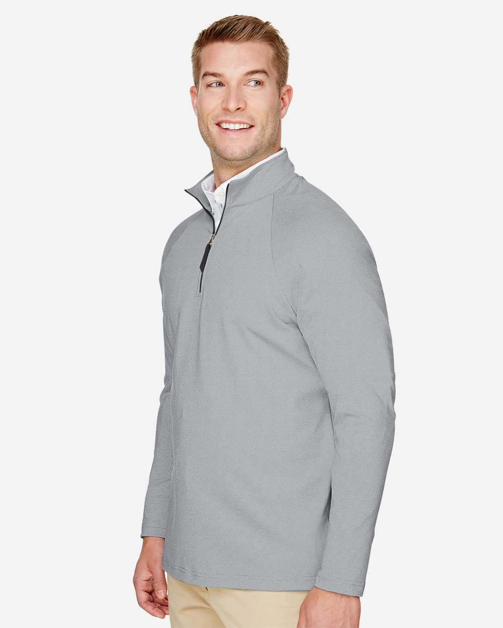 Devon & Jones-DG480-Men's CrownLux Performance® Clubhouse Micro-Stripe Quarter-Zip Pullover - Image 4