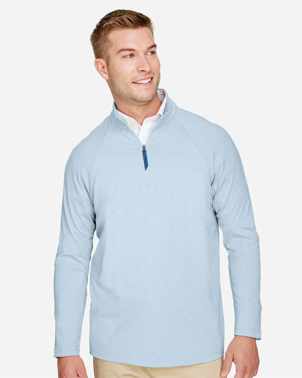Devon & Jones-DG480-Men's CrownLux Performance® Clubhouse Micro-Stripe Quarter-Zip Pullover - Image 6