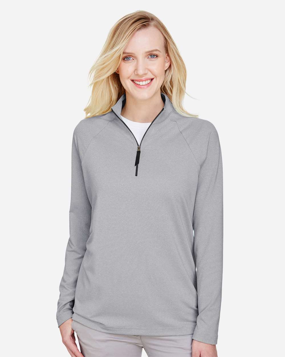 Devon & Jones-DG480W-Women's CrownLux Performance® Clubhouse Micro-Stripe Quarter-Zip Pullover - Image 3