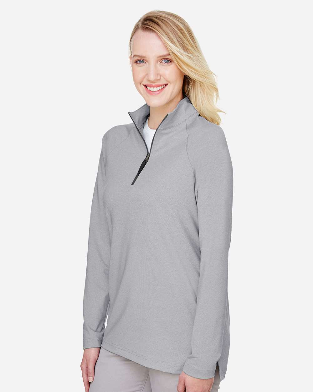 Devon & Jones-DG480W-Women's CrownLux Performance® Clubhouse Micro-Stripe Quarter-Zip Pullover - Image 4