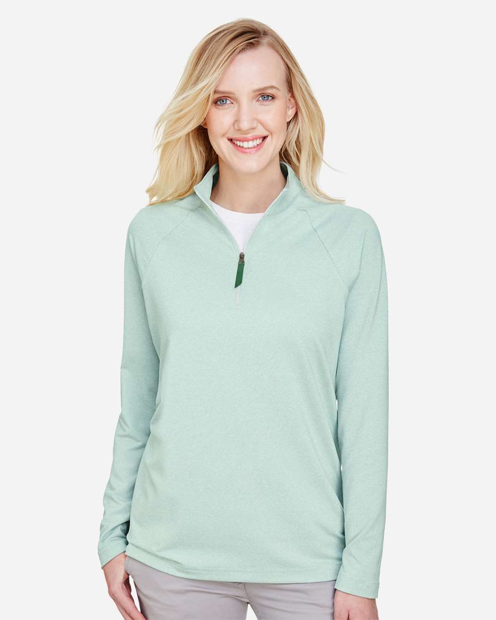Devon & Jones-DG480W-Women's CrownLux Performance® Clubhouse Micro-Stripe Quarter-Zip Pullover - Image 9