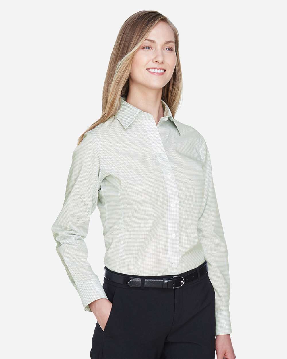 Devon & Jones-DG510W-Women's Crown Collection® Micro Tattersall Woven Dress Shirt - Image 10