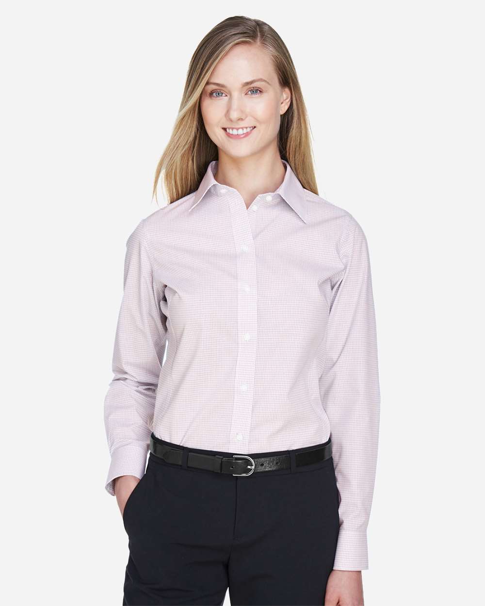 Devon & Jones-DG510W-Women's Crown Collection® Micro Tattersall Woven Dress Shirt - Image 3