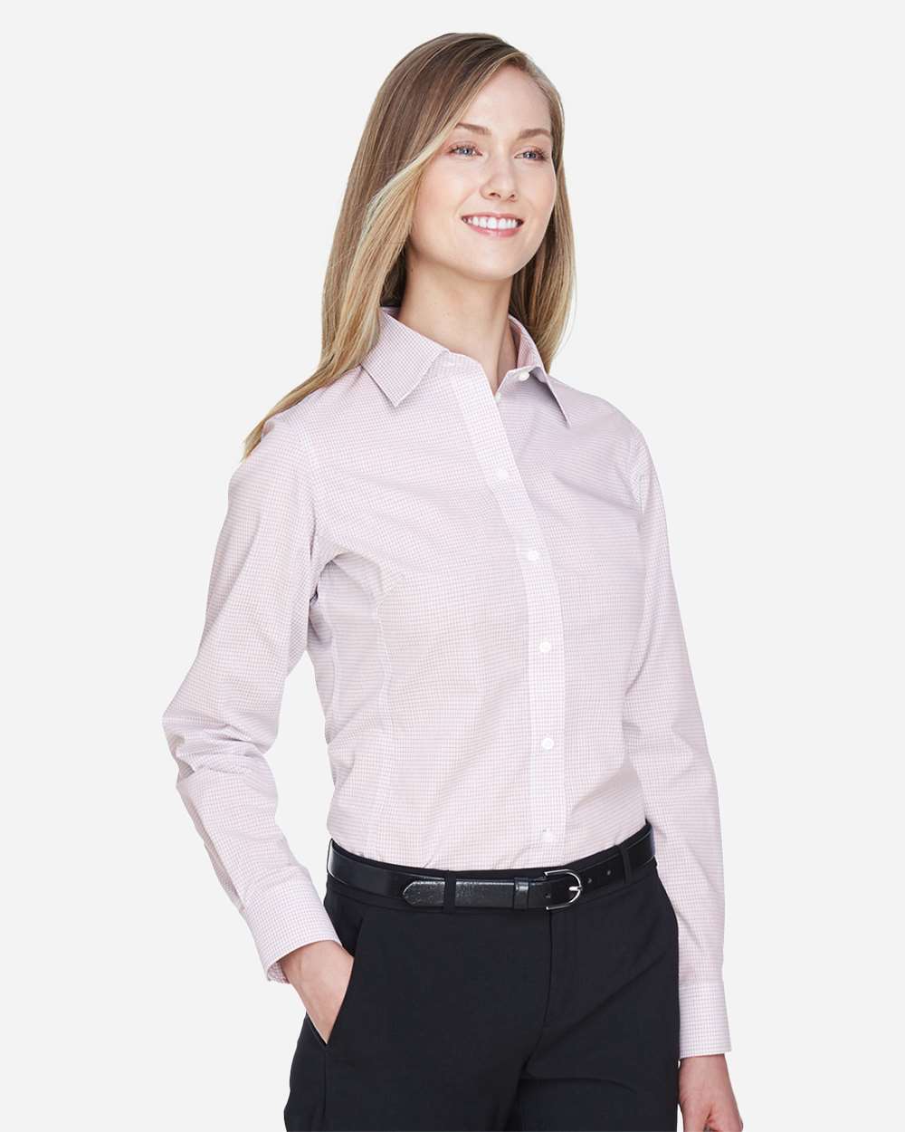Devon & Jones-DG510W-Women's Crown Collection® Micro Tattersall Woven Dress Shirt - Image 4