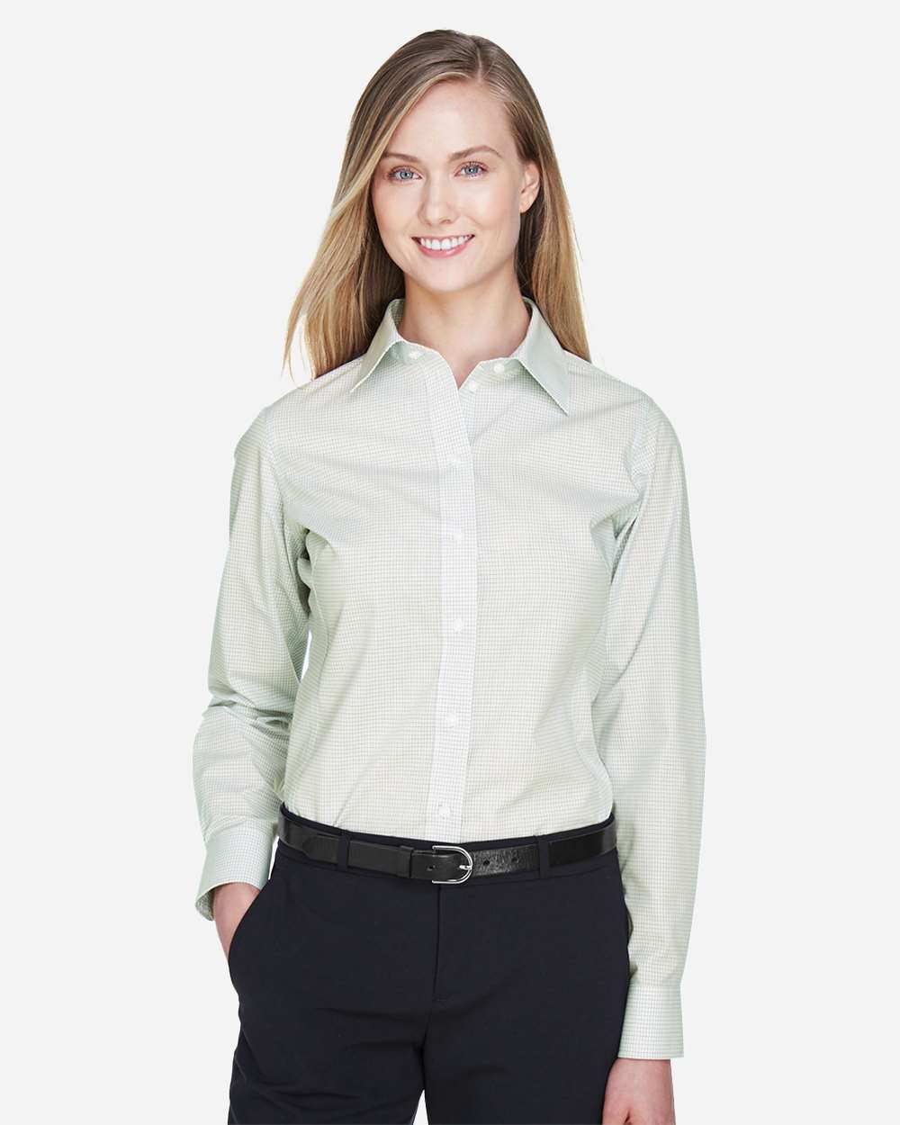 Devon & Jones-DG510W-Women's Crown Collection® Micro Tattersall Woven Dress Shirt - Image 9