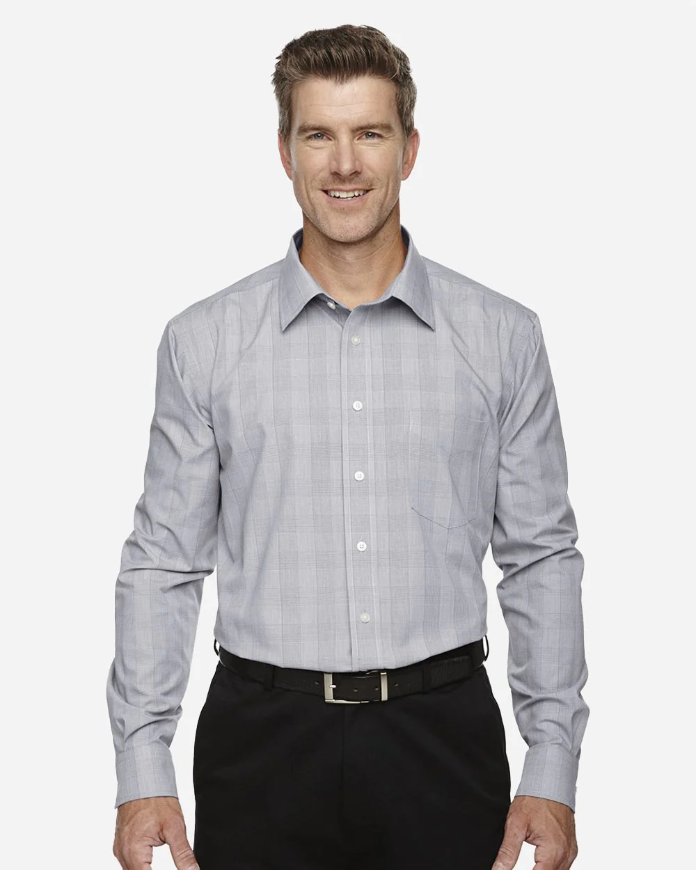 Devon & Jones-DG520-Men's Crown Collection® Glen Plaid Woven Dress Shirt - Image 6