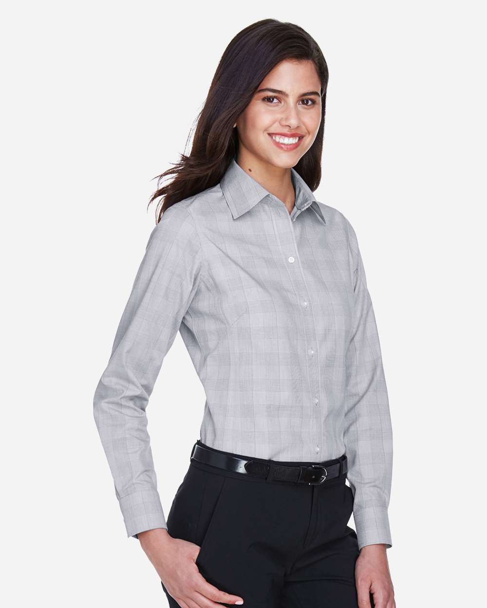 Devon & Jones-DG520W-Women's Crown Collection® Glen Plaid Woven Dress Shirt - Image 4