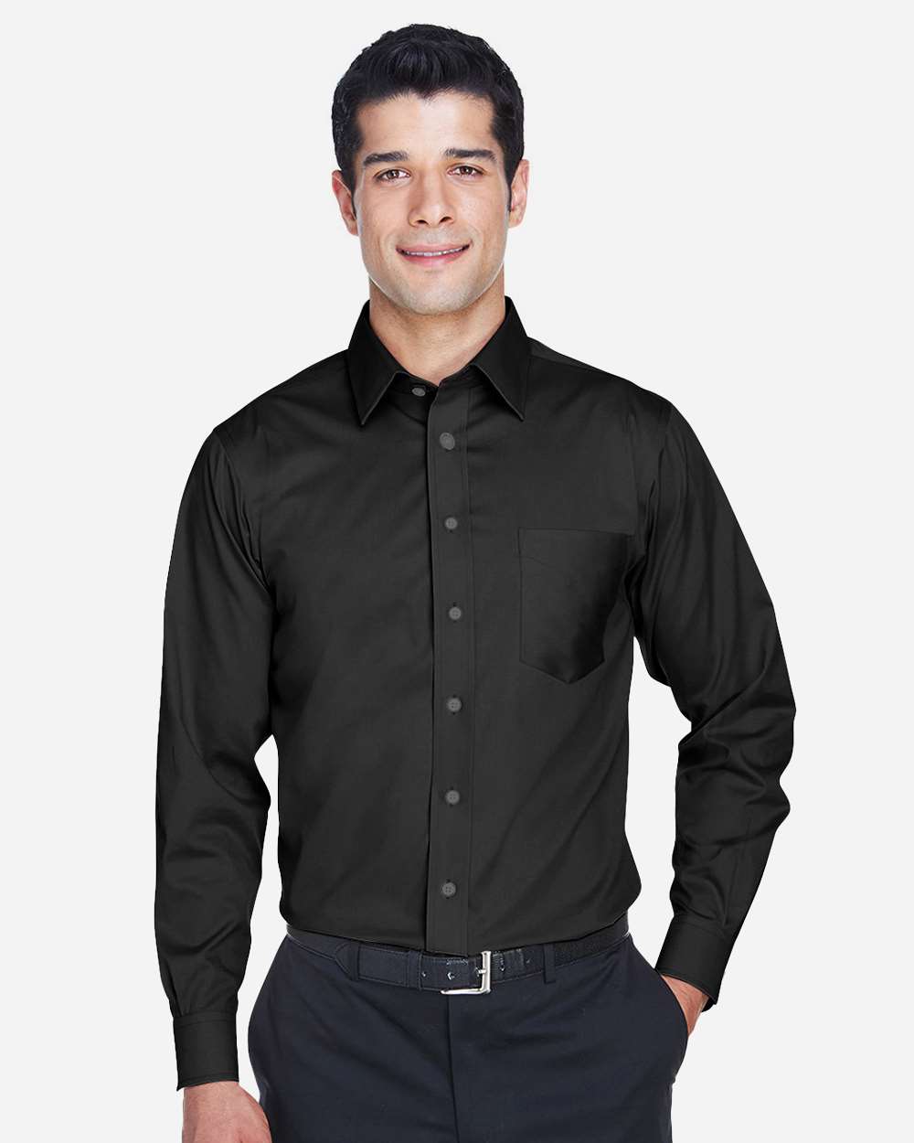 Devon & Jones-DG530T-Men's Crown Collection® Tall Solid Stretch Twill Woven Dress Shirt - Image 3