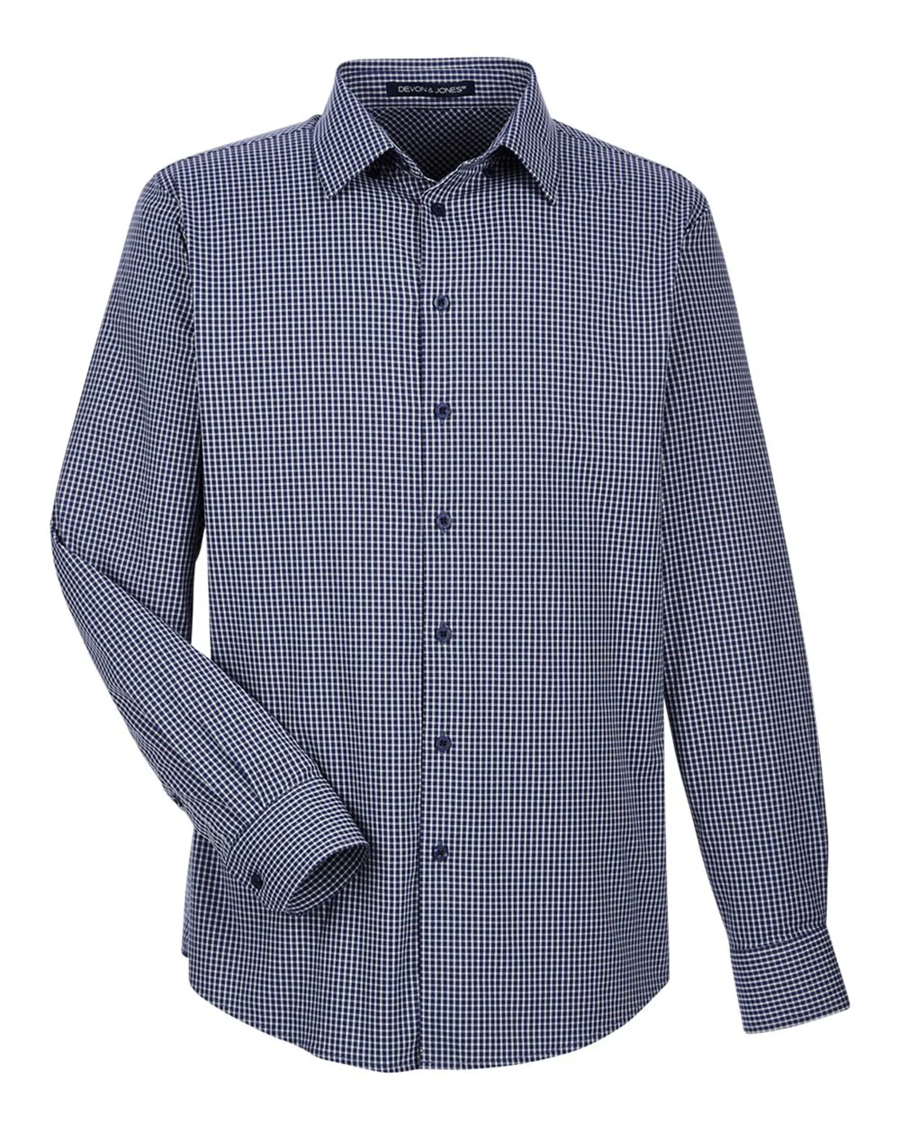Devon & Jones-DG535-Men's CrownLux Performance® Tonal Mini Check Woven Dress Shirt - Image 10