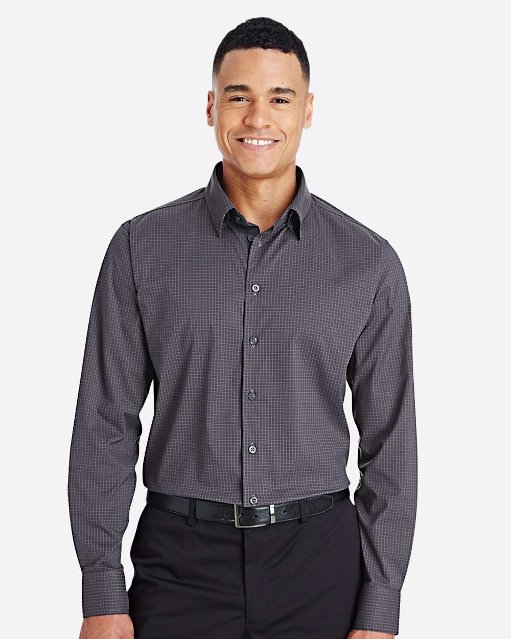 Devon & Jones-DG535-Men's CrownLux Performance® Tonal Mini Check Woven Dress Shirt - Image 2