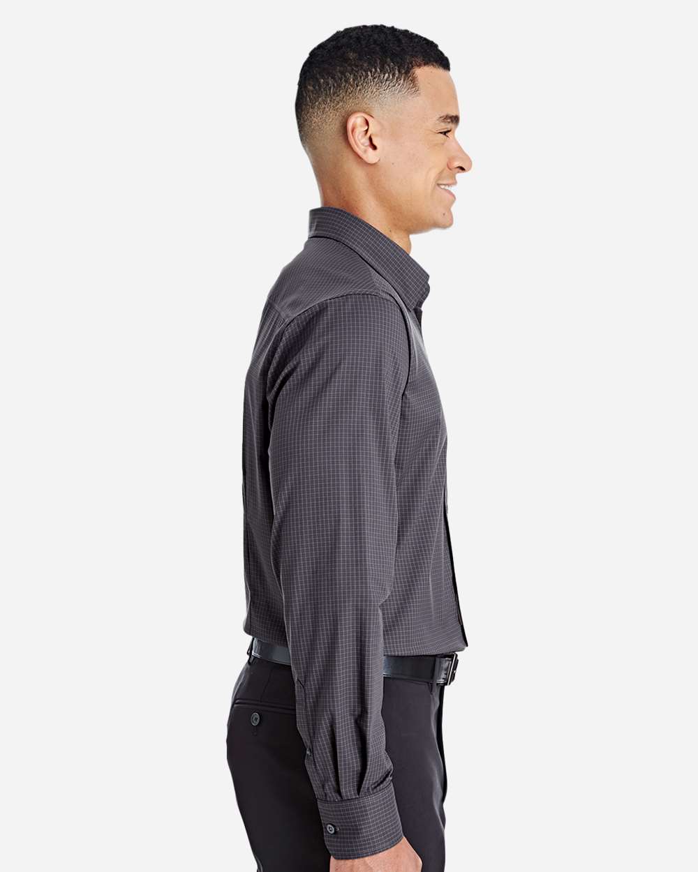 Devon & Jones-DG535-Men's CrownLux Performance® Tonal Mini Check Woven Dress Shirt - Image 3