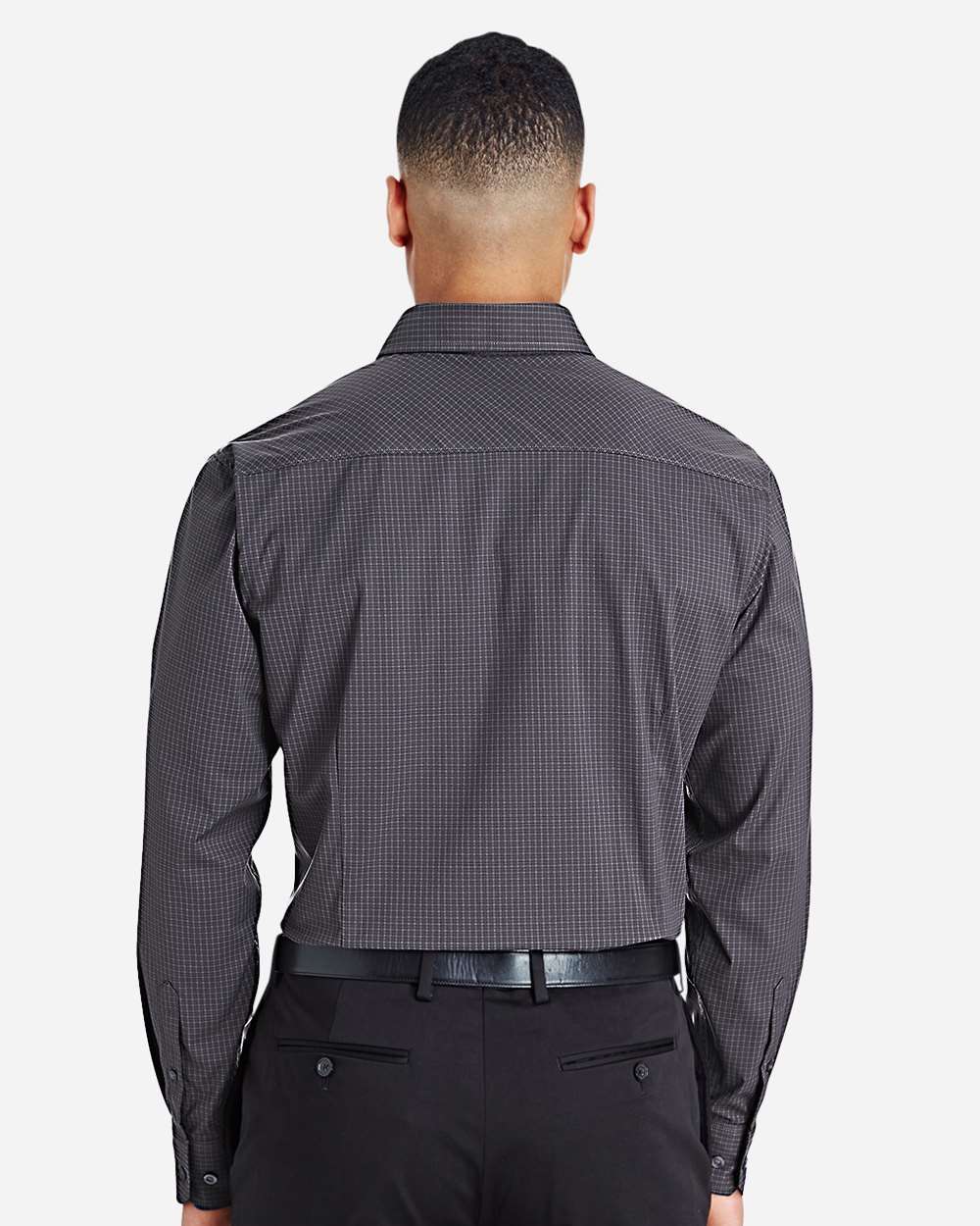 Devon & Jones-DG535-Men's CrownLux Performance® Tonal Mini Check Woven Dress Shirt - Image 4