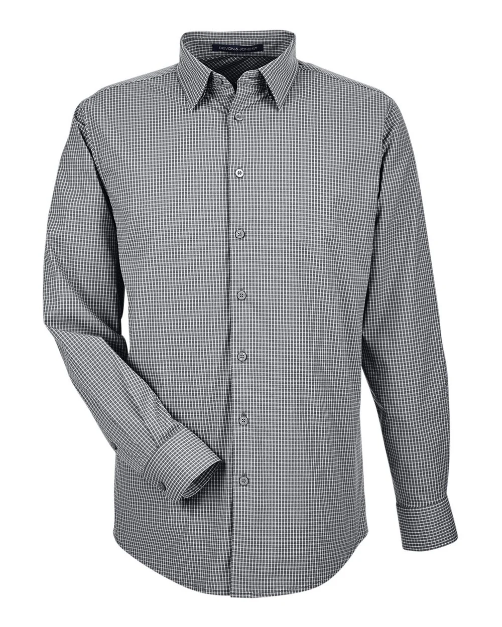 Devon & Jones-DG535-Men's CrownLux Performance® Tonal Mini Check Woven Dress Shirt - Image 6
