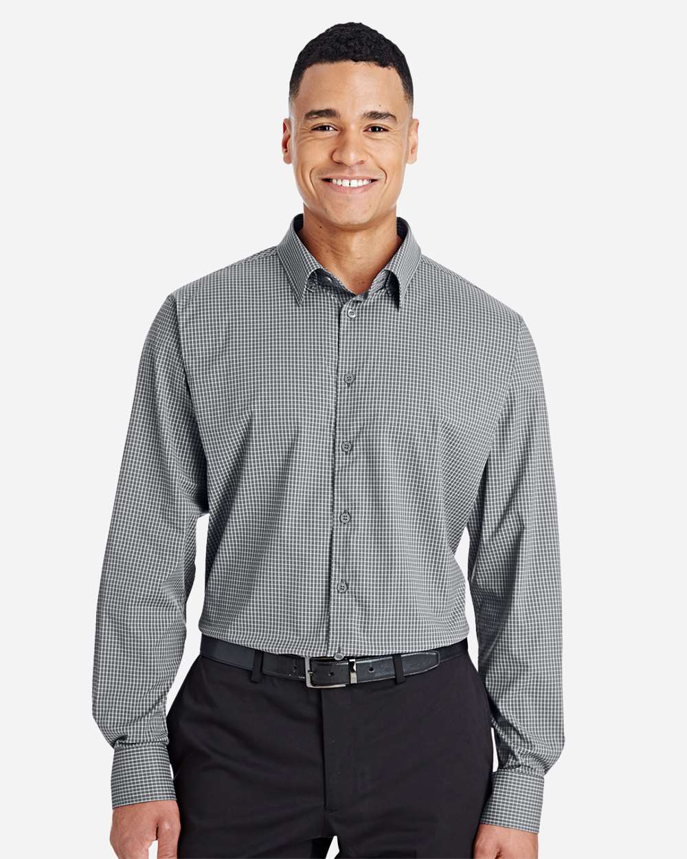 Devon & Jones-DG535-Men's CrownLux Performance® Tonal Mini Check Woven Dress Shirt - Image 7
