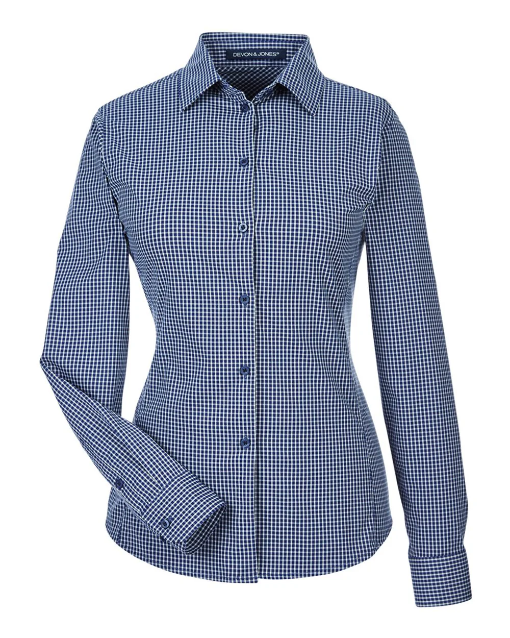 Devon & Jones-DG535W-Women's CrownLux Performance® Tonal Mini Check Woven Dress Shirt - Image 10