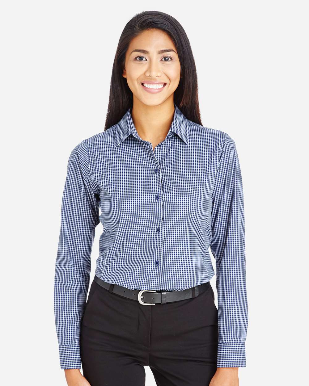 Devon & Jones-DG535W-Women's CrownLux Performance® Tonal Mini Check Woven Dress Shirt - Image 11