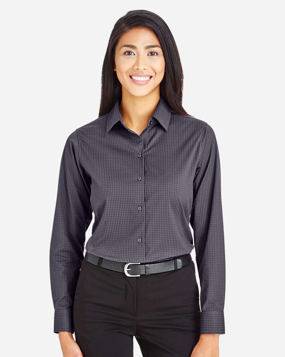Devon & Jones-DG535W-Women's CrownLux Performance® Tonal Mini Check Woven Dress Shirt - Image 2