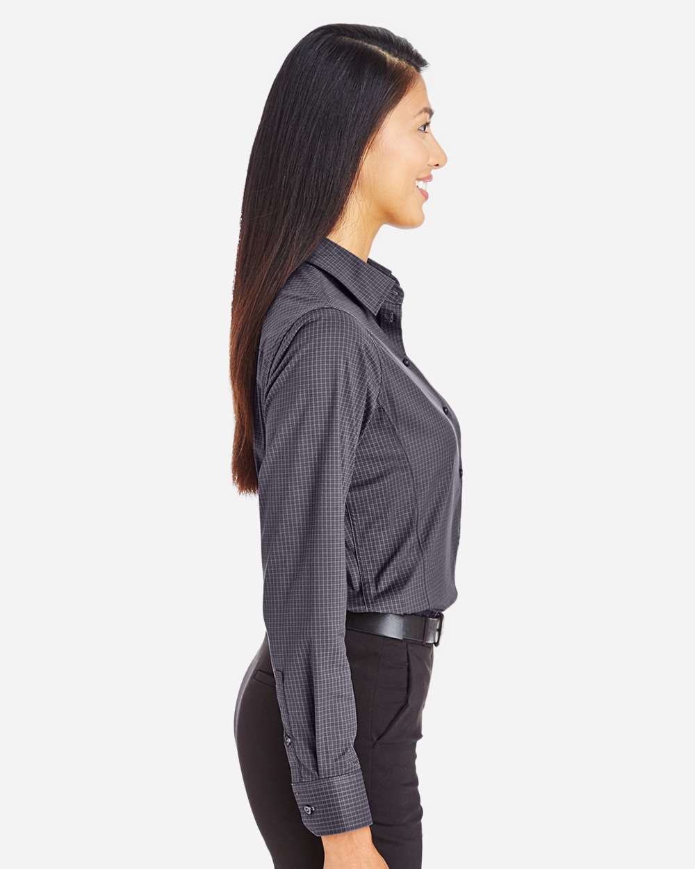Devon & Jones-DG535W-Women's CrownLux Performance® Tonal Mini Check Woven Dress Shirt - Image 3