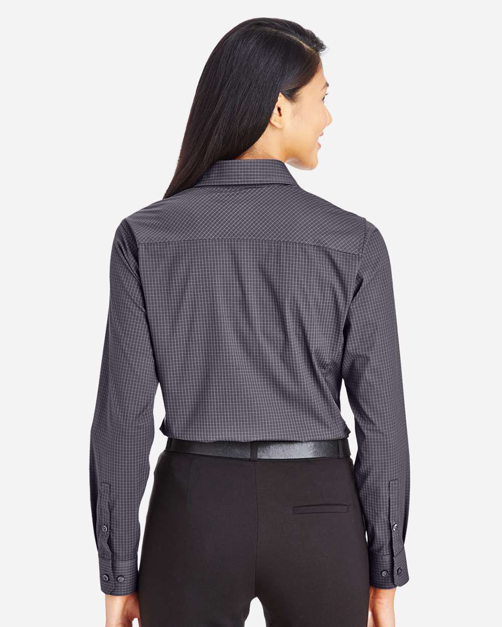 Devon & Jones-DG535W-Women's CrownLux Performance® Tonal Mini Check Woven Dress Shirt - Image 4