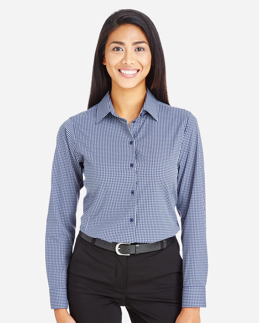 Devon & Jones-DG535W-Women's CrownLux Performance® Tonal Mini Check Woven Dress Shirt - Image 5