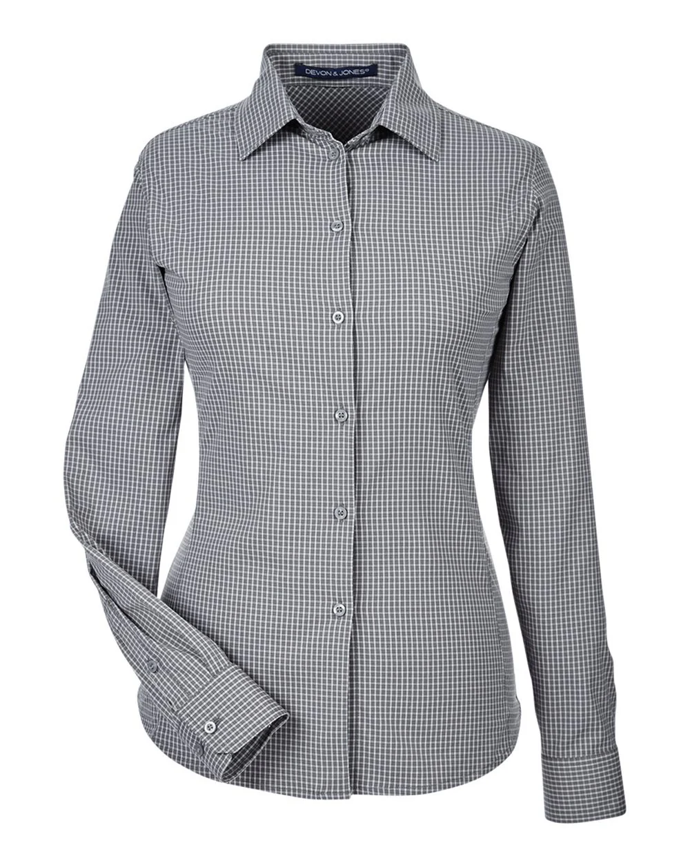 Devon & Jones-DG535W-Women's CrownLux Performance® Tonal Mini Check Woven Dress Shirt - Image 6