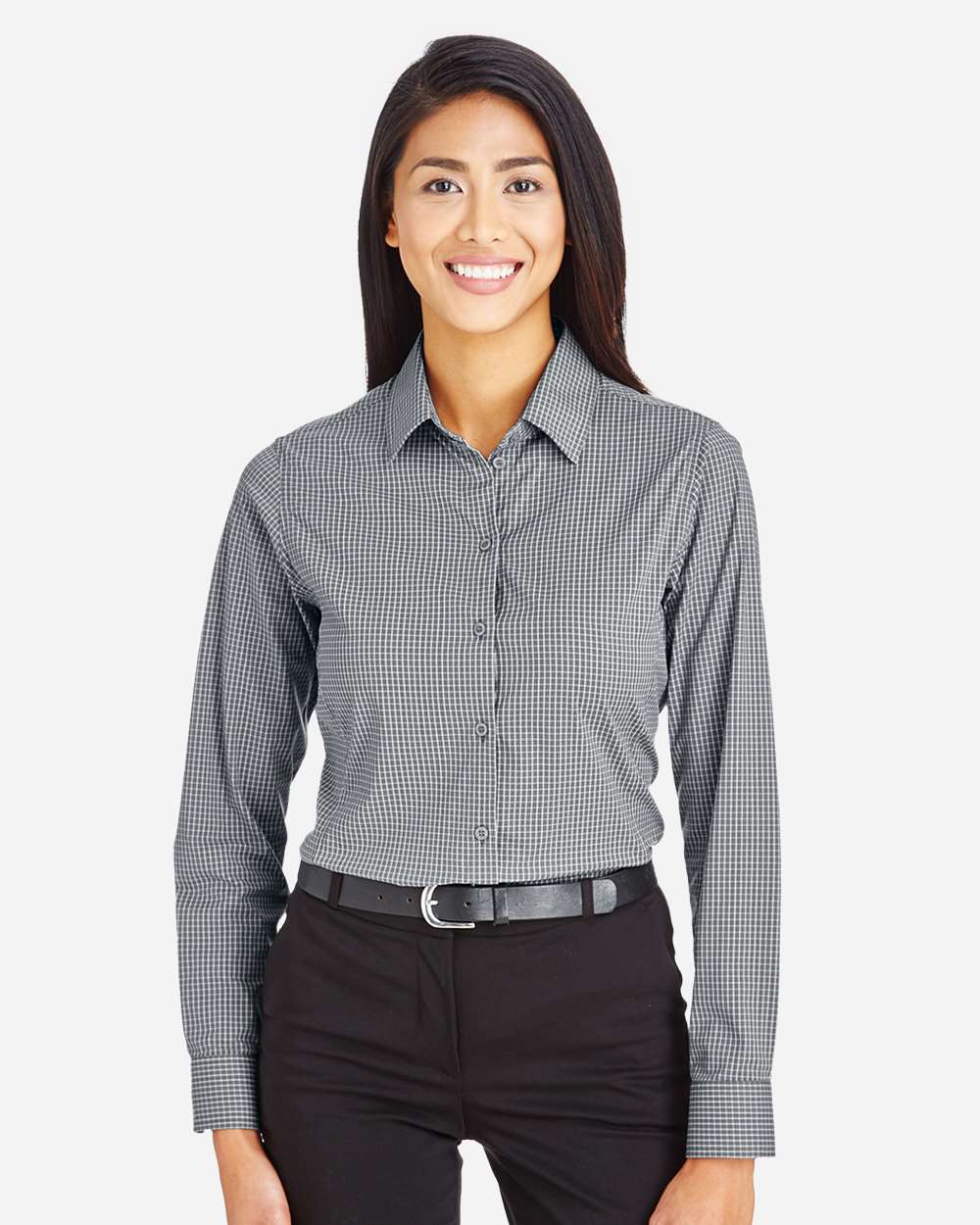 Devon & Jones-DG535W-Women's CrownLux Performance® Tonal Mini Check Woven Dress Shirt - Image 7