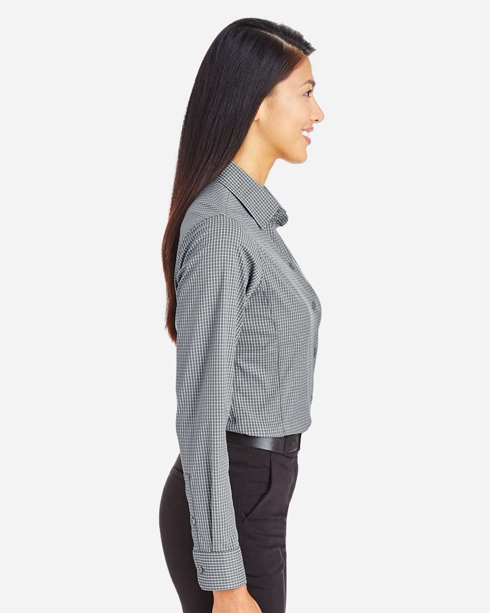 Devon & Jones-DG535W-Women's CrownLux Performance® Tonal Mini Check Woven Dress Shirt - Image 8