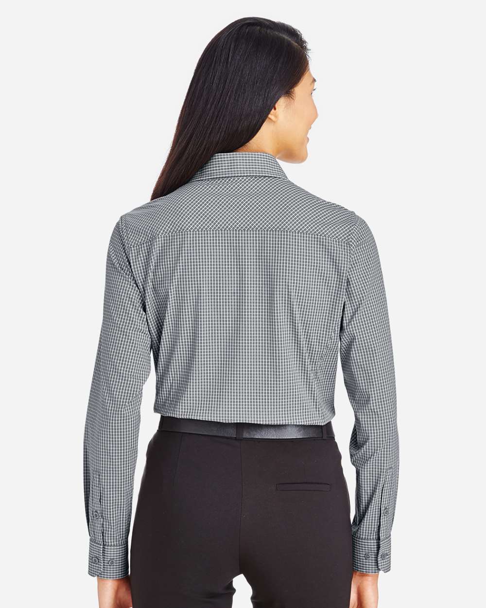 Devon & Jones-DG535W-Women's CrownLux Performance® Tonal Mini Check Woven Dress Shirt - Image 9