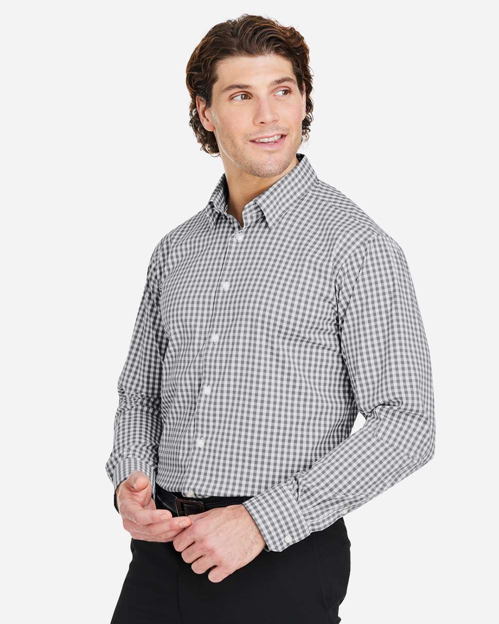 Devon & Jones-DG536-Men's CrownLux Performance® Gingham Dress Shirt - Image 12
