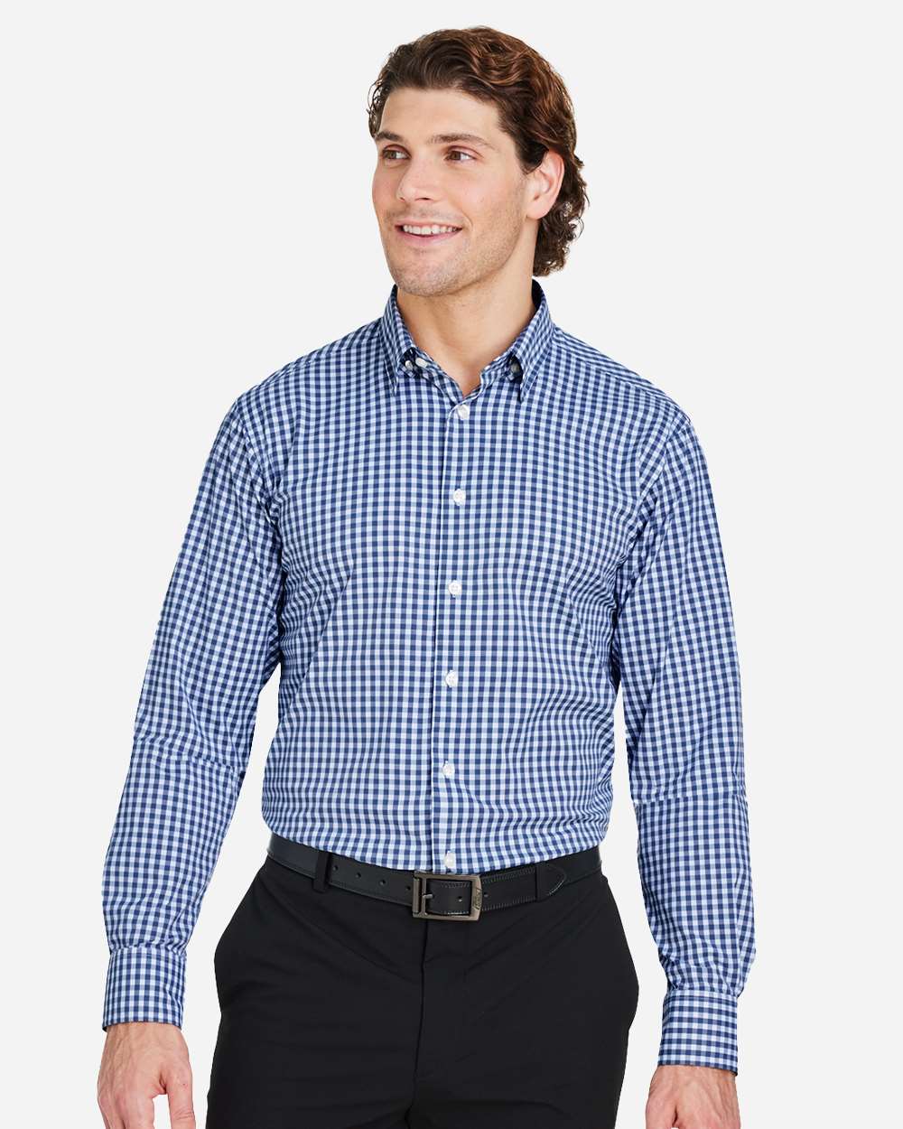 Devon & Jones-DG536-Men's CrownLux Performance® Gingham Dress Shirt - Image 17
