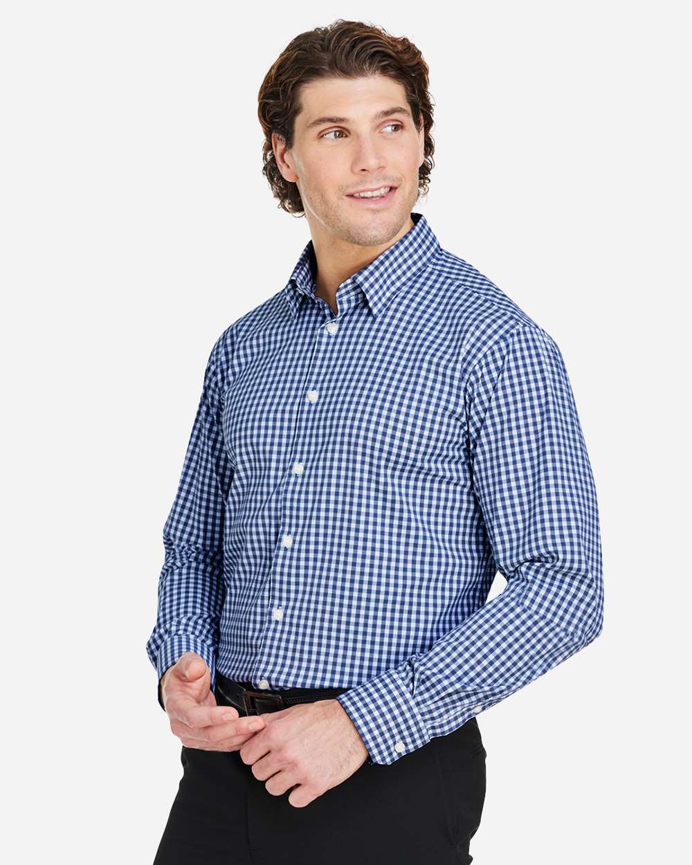 Devon & Jones-DG536-Men's CrownLux Performance® Gingham Dress Shirt - Image 18