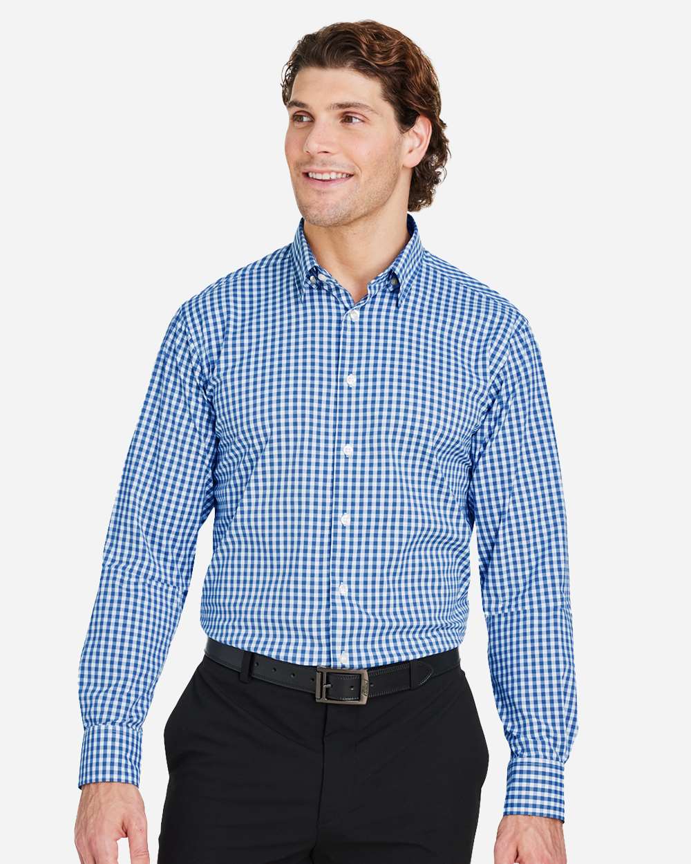 Devon & Jones-DG536-Men's CrownLux Performance® Gingham Dress Shirt - Image 4