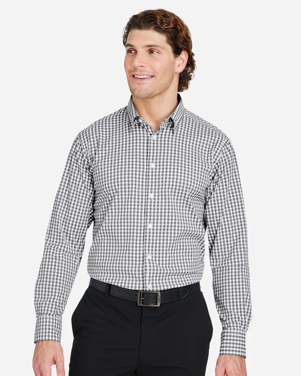 Devon & Jones-DG536-Men's CrownLux Performance® Gingham Dress Shirt - Image 7
