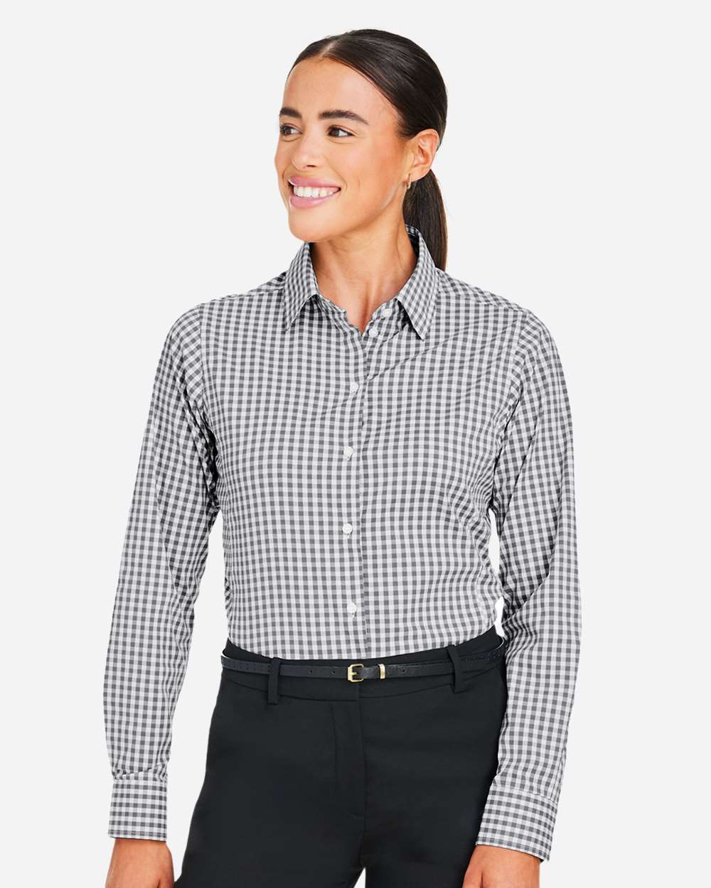 Devon & Jones-DG536W-Women's CrownLux Performance® Gingham Dress Shirt - Image 11