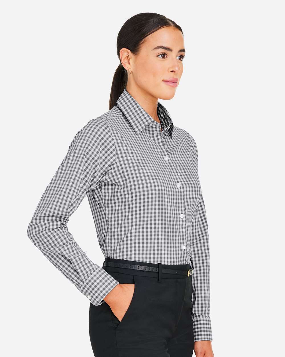 Devon & Jones-DG536W-Women's CrownLux Performance® Gingham Dress Shirt - Image 12