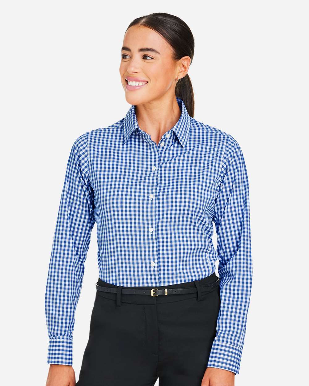 Devon & Jones-DG536W-Women's CrownLux Performance® Gingham Dress Shirt - Image 4