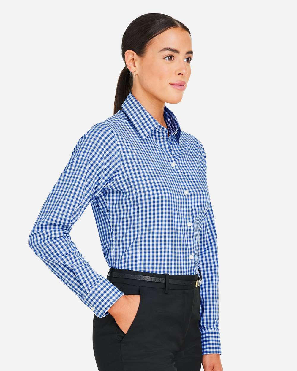 Devon & Jones-DG536W-Women's CrownLux Performance® Gingham Dress Shirt - Image 5
